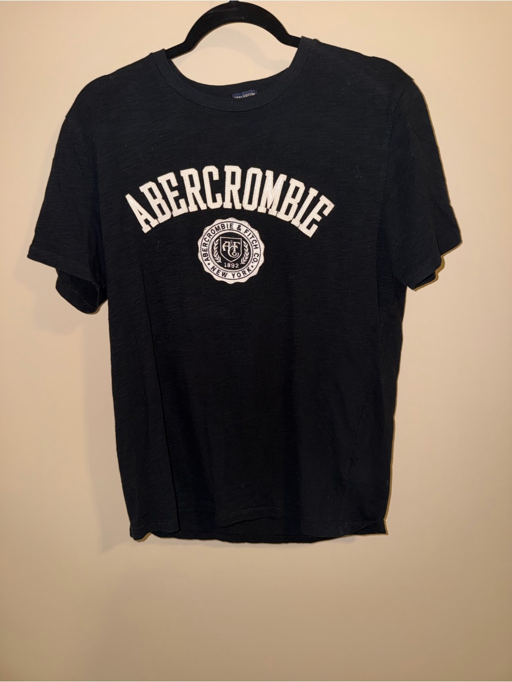 Abercrombie & Fitch Black Crewneck Tee with White Arch Logo